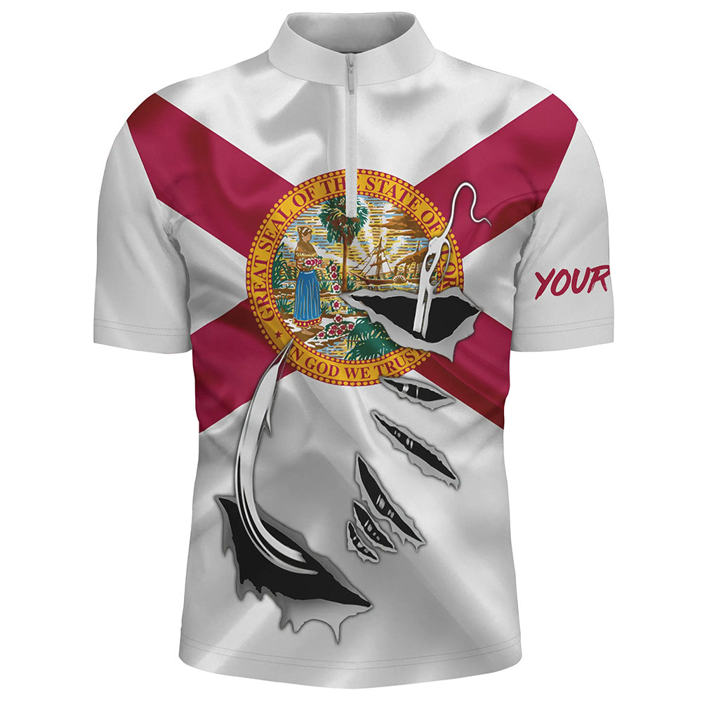 Personalized Florida Shirts 3D Fish Hook Fishing Shirts, Fl Fishing Quarter Zip Shirts IPH1901