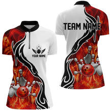 Load image into Gallery viewer, Custom Red Flame Bowling Polo Shirts For Men, Bowling Team Jerseys Bowler Outfit IPHW5214