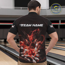 Load image into Gallery viewer, Custom Red Lightning Flame Dragons Bowling Men Quarter-Zip Shirt, Fire Dragon Bowling Jerseys IPHW9816