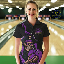 Load image into Gallery viewer, Custom Black And Purple Pirate Bowling Women Polo Shirt, Pirate Bowling Team Jerseys IPHW10708