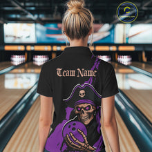Load image into Gallery viewer, Custom Black And Purple Pirate Bowling Women Polo Shirt, Pirate Bowling Team Jerseys IPHW10708