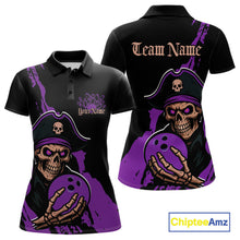 Load image into Gallery viewer, Custom Black And Purple Pirate Bowling Women Polo Shirt, Pirate Bowling Team Jerseys IPHW10708