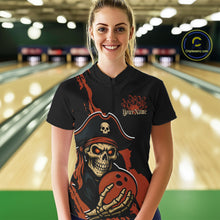 Load image into Gallery viewer, Custom Black And Orange Pirate Bowling Women Shirt, Pirate Bowling Team Jerseys IPHW10709