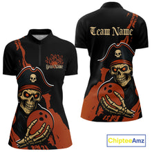 Load image into Gallery viewer, Custom Black And Orange Pirate Bowling Women Shirt, Pirate Bowling Team Jerseys IPHW10709