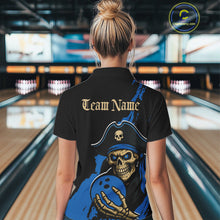Load image into Gallery viewer, Custom Black And Blue Pirate Bowling Women Shirt, Pirate Bowling Team Jerseys IPHW10710