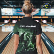 Load image into Gallery viewer, Custom Black And Green Thunder Lightning Dragon Bowling Women Quarter-Zip Shirts IPHW9100
