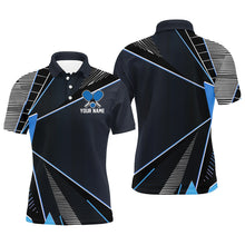 Load image into Gallery viewer, Black And Blue Personalized Pickleball Jerseys For Men, Pickleball Polo Shirts Uniform IPHW6924