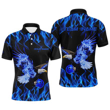 Load image into Gallery viewer, Blue Flame Eagle Custom Bowling Team Shirts For Men, Fire Bowling League Shirt Bowler Outfit IPHW7945