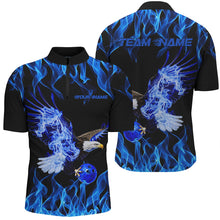 Load image into Gallery viewer, Blue Flame Eagle Custom Bowling Team Shirts For Men, Fire Bowling League Shirt Bowler Outfit IPHW7945