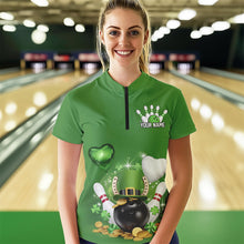 Load image into Gallery viewer, Custom Green St Patrick&#39;S Day Bowling Team Quarter-Zip Shirts For Women IPHW8373