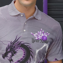Load image into Gallery viewer, Custom Purple Thunder Lightning Dragon Bowling Polo Shirts For Men, Bowling Team Uniform IPHW8558