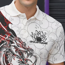 Load image into Gallery viewer, Custom Red Camo Dragon Bowling Tattoo Men Polo Shirts, Dragon Bowling League Team Shirt IPHW8883