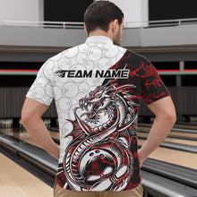 Load image into Gallery viewer, Custom Red Camo Dragon Bowling Tattoo Men Quarter-Zip Shirts, Dragon Bowling League Team Shirt IPHW8883