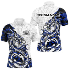 Load image into Gallery viewer, Custom Blue Camo Dragon Bowling Tattoo Men Polo Shirts, Dragon Bowling League Team Shirt IPHW8884