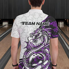 Load image into Gallery viewer, Custom Purple Camo Dragon Bowling Tattoo Men Polo Shirts, Dragon Bowling League Team Shirt IPHW8885