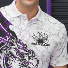 Load image into Gallery viewer, Custom Purple Camo Dragon Bowling Tattoo Men Polo Shirts, Dragon Bowling League Team Shirt IPHW8885