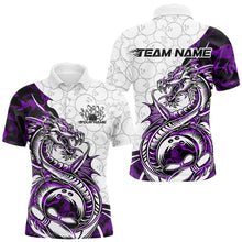 Load image into Gallery viewer, Custom Purple Camo Dragon Bowling Tattoo Men Polo Shirts, Dragon Bowling League Team Shirt IPHW8885