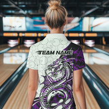 Load image into Gallery viewer, Custom Purple Camo Dragon Bowling Tattoo Women Quarter-Zip Shirts, Bowling League Shirt IPHW8885