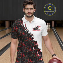 Load image into Gallery viewer, Custom Red Flame Bowling Men Polo Team Shirt, Bowling League Shirt Bowlers Outfit IPHW11268