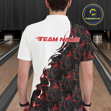 Load image into Gallery viewer, Custom Red Flame Bowling Men Polo Team Shirt, Bowling League Shirt Bowlers Outfit IPHW11268