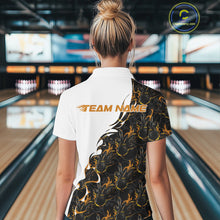 Load image into Gallery viewer, Custom Yellow Flame Bowling Women Quarter-Zip Shirt, Bowling League Shirt Bowlers Outfit IPHW11271