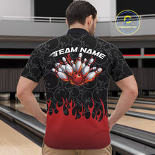Load image into Gallery viewer, Custom Black And Red Flame Bowling Team Jerseys, Men Quarter-Zip Bowling Tournament Shirt IPHW11273