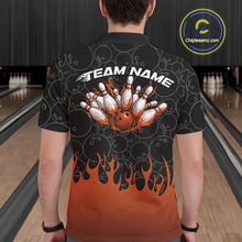 Load image into Gallery viewer, Custom Black And Orange Flame Bowling Team Jerseys, Men Polo Bowling Tournament Shirt IPHW11275