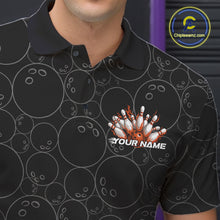 Load image into Gallery viewer, Custom Black And Orange Flame Bowling Team Jerseys, Men Polo Bowling Tournament Shirt IPHW11275