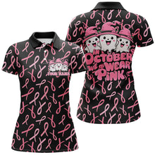 Load image into Gallery viewer, Custom Cute Funny Halloween Breast Cancer Polo Shirts For Women &quot;In October We Wear Pink&quot; IPHW7125