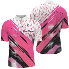 Load image into Gallery viewer, Customized Name Pink Ribbon Breast Cancer Awareness Polo Shirts For Men Outfits IPHW7126