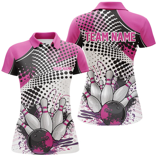Personalized Bowling Shirts For Women, Custom Bowling League Shirts Pink Bowling Outfits IPHW7131