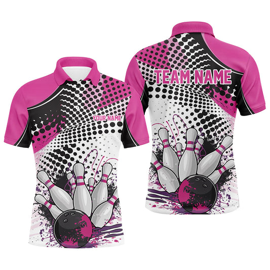 Personalized Bowling Shirts For Men, Custom Bowling League Shirts Pink Bowling Outfits IPHW7131