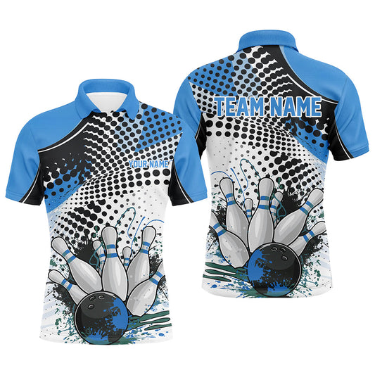 Personalized Bowling Shirts For Men, Custom Bowling League Shirts Blue Bowling Outfits IPHW7132