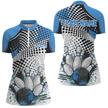 Load image into Gallery viewer, Personalized Bowling Shirts For Women, Custom Bowling League Shirts Blue Bowling Outfits IPHW7132