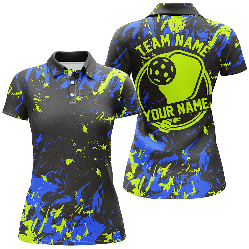 Blue And Green Custom Pickleball Team Shirts For Women, Pickleball Polo Shirts Team Uniform IPHW7444