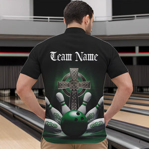 Custom Celtic Cross Faith Bowling Quarter-Zip Team Shirts For Men, Bowlers Outfits IPHW8574