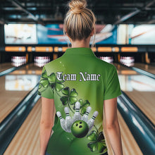 Load image into Gallery viewer, Custom Green Shamprock Saint Patricks Bowling Womens Quarter-Zip Shirt, Lucky Bowling Shirt IPHW8578