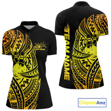 Load image into Gallery viewer, Custom Black And Gold Polynesian Tribal Bowling Women Shirt, Maori Bowling League Shirt IPHW10969