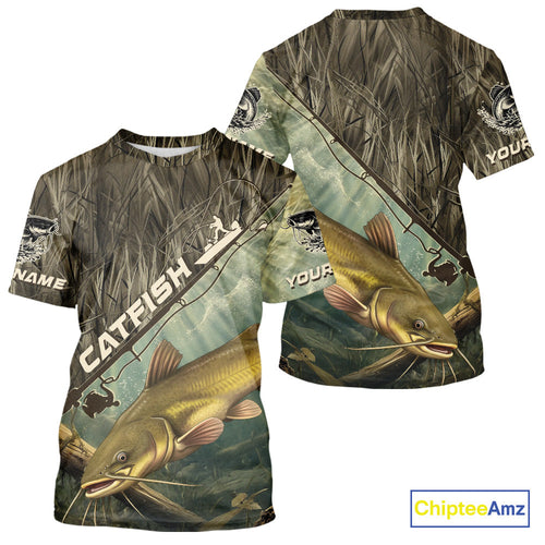 Grass Camo Custom Catfish Fishing Tournament UV Protection Fishing T-Shirts IPHW9348