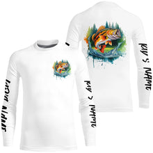 Load image into Gallery viewer, Watercolor Largemouth Bass Fishing Custom Long Sleeve Fishing Shirts, Bass Tournament Fishing Shirt IPHW7961