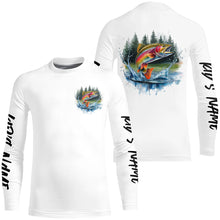 Load image into Gallery viewer, Watercolor Rainbow Trout Fishing Custom Long Sleeve Fishing Shirts, Trout Tournament Fishing Shirt IPHW7963