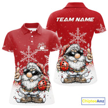 Load image into Gallery viewer, Custom Funny Santa Claus Christmas Bowling Women Polo Shirts, Xmas Bowling Team Shirt IPHW10109