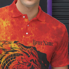 Load image into Gallery viewer, Custom Red Flame Viking Dragon Bowling Polo Team Shirts For Men, Bowling League Shirts IPHW8585