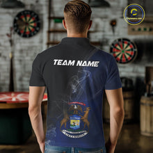 Load image into Gallery viewer, Custom Smoke Flame Michigan Flag Patriotic Darts Shirt For Men, Dart League Team Jerseys IPHW10743