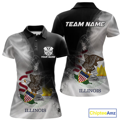 Custom Smoke Flame Illinois Flag Patriotic Darts Shirt For Women, Dart League Team Jerseys IPHW10744