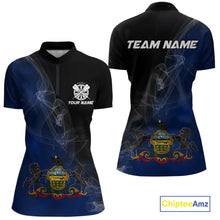 Load image into Gallery viewer, Custom Smoke Flame Pennsylvania Flag Patriotic Women Darts Shirt, Dart League Jerseys IPHW10745