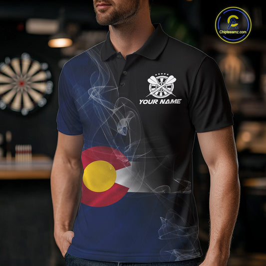 Custom Smoke Flame Colorado Flag Patriotic Darts Shirt For Men, Dart League Team Jerseys IPHW10746