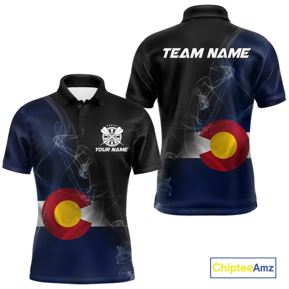 Custom Smoke Flame Colorado Flag Patriotic Darts Shirt For Men, Dart League Team Jerseys IPHW10746
