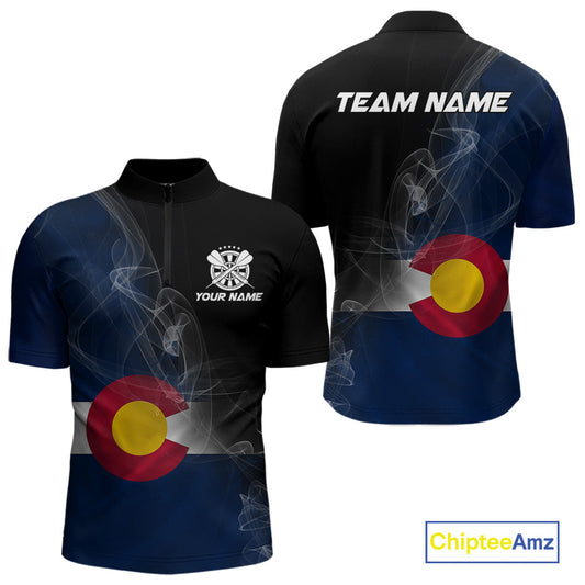 Custom Smoke Flame Colorado Flag Patriotic Darts Shirt For Men, Dart League Team Jerseys IPHW10746