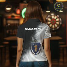 Load image into Gallery viewer, Custom Smoke Flame Massachusetts Flag Patriotic Darts Shirt For Women, Dart League Team Jerseys IPHW10747